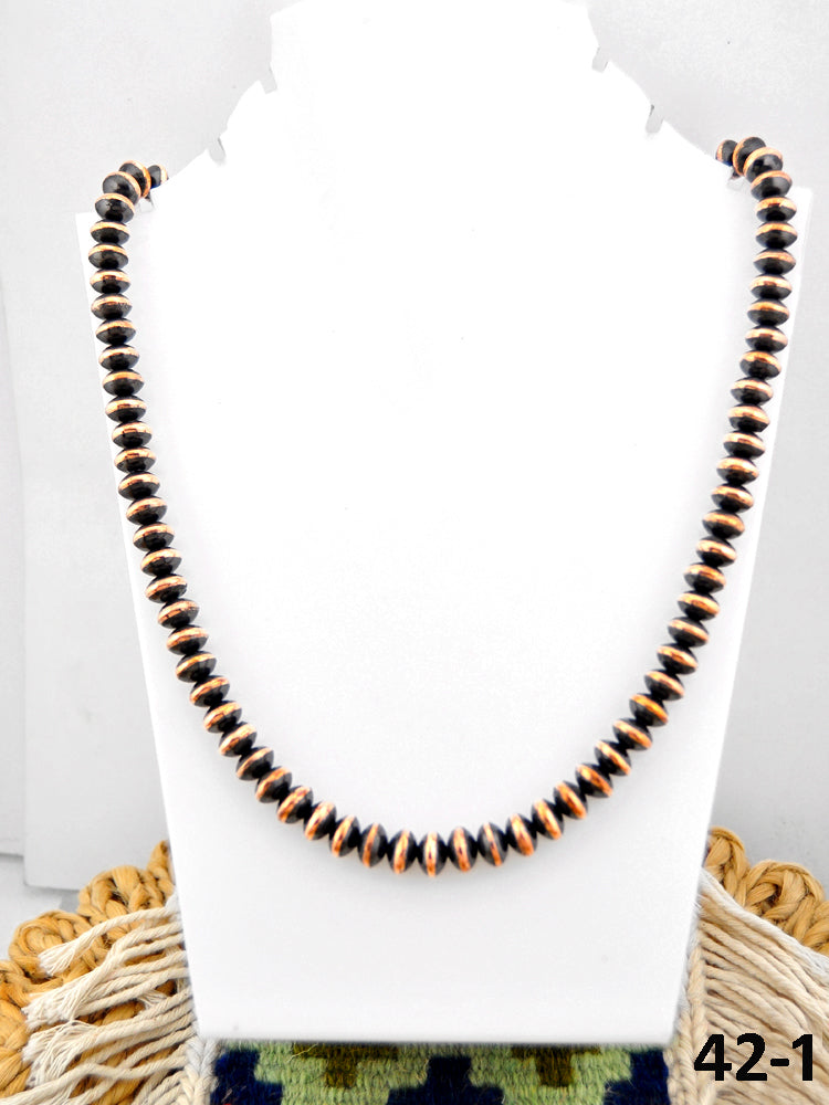 Southwest Handmade 10 MM Copper Saucer Beaded Necklace