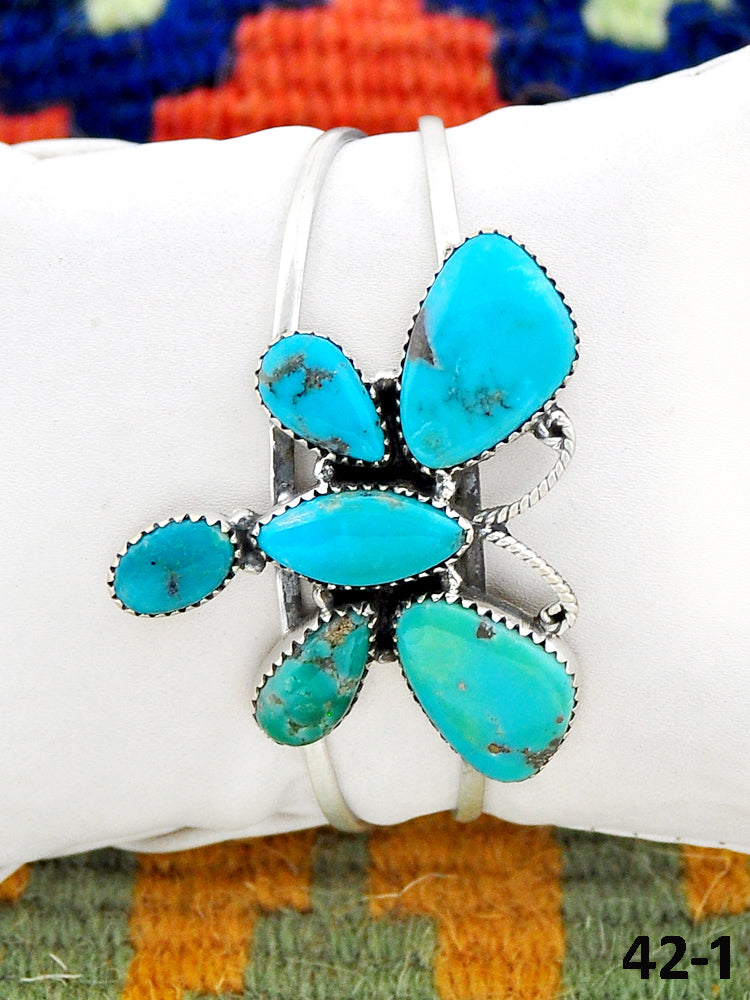 Southwest Made Campitos Turquoise & Sterling Silver Cuff Bracelet