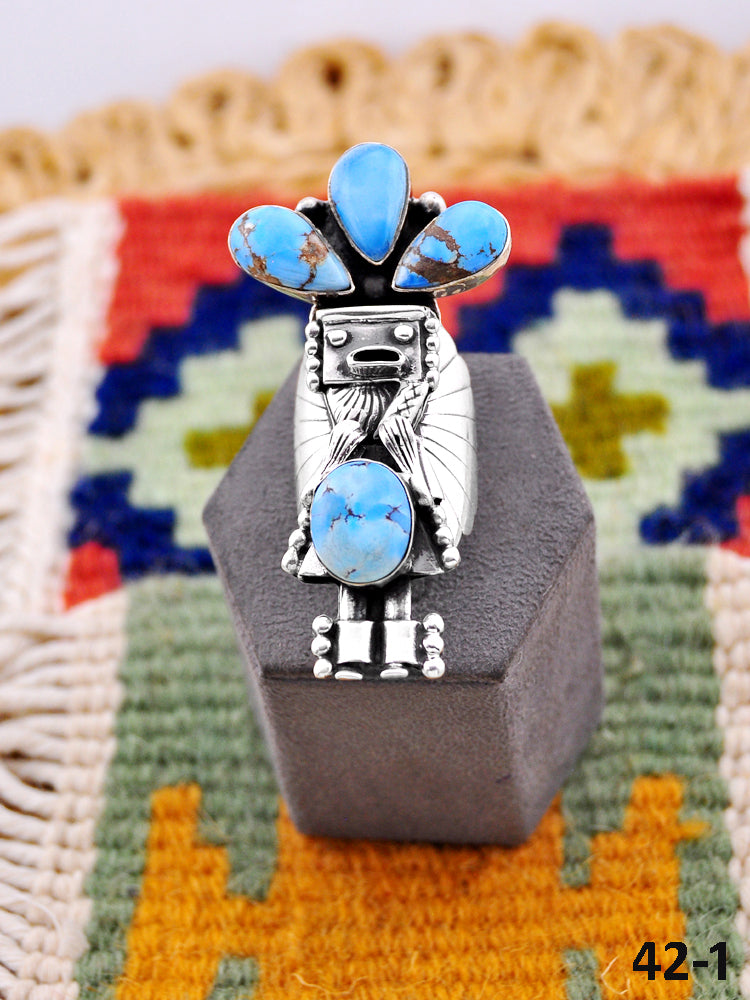 Southwest Handmade Golden Hills Turquoise & Sterling Silver Adjustable Ring