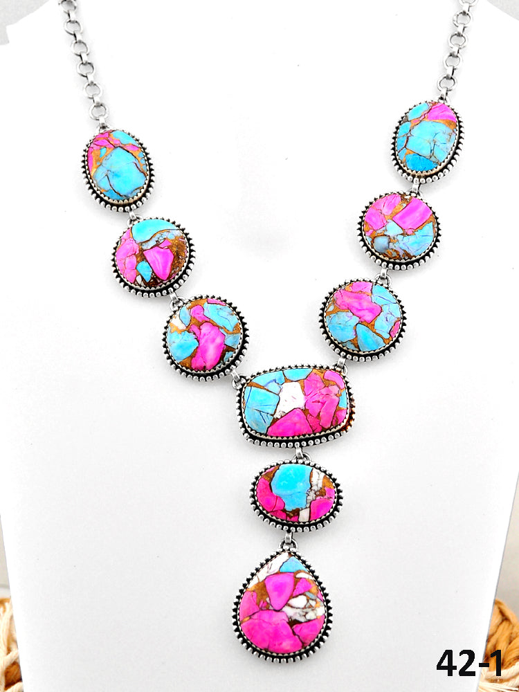 Southwest Handmade Cotton Candy & Sterling Silver Necklace