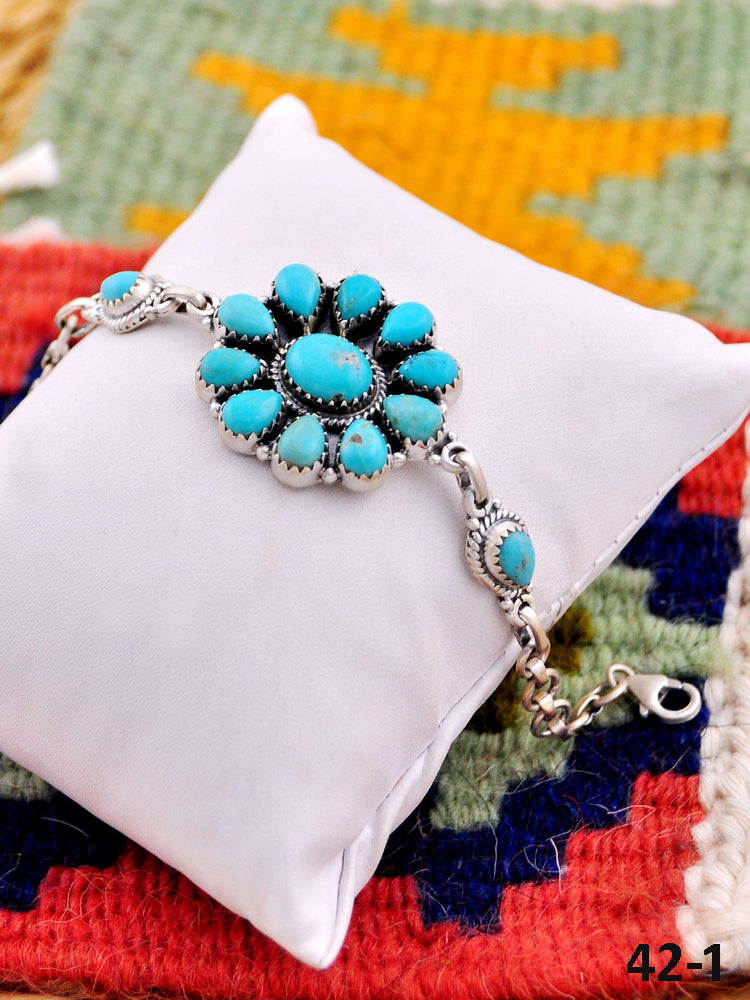 Southwest Handmade Kingman Turquoise  & Sterling Silver Bracelet