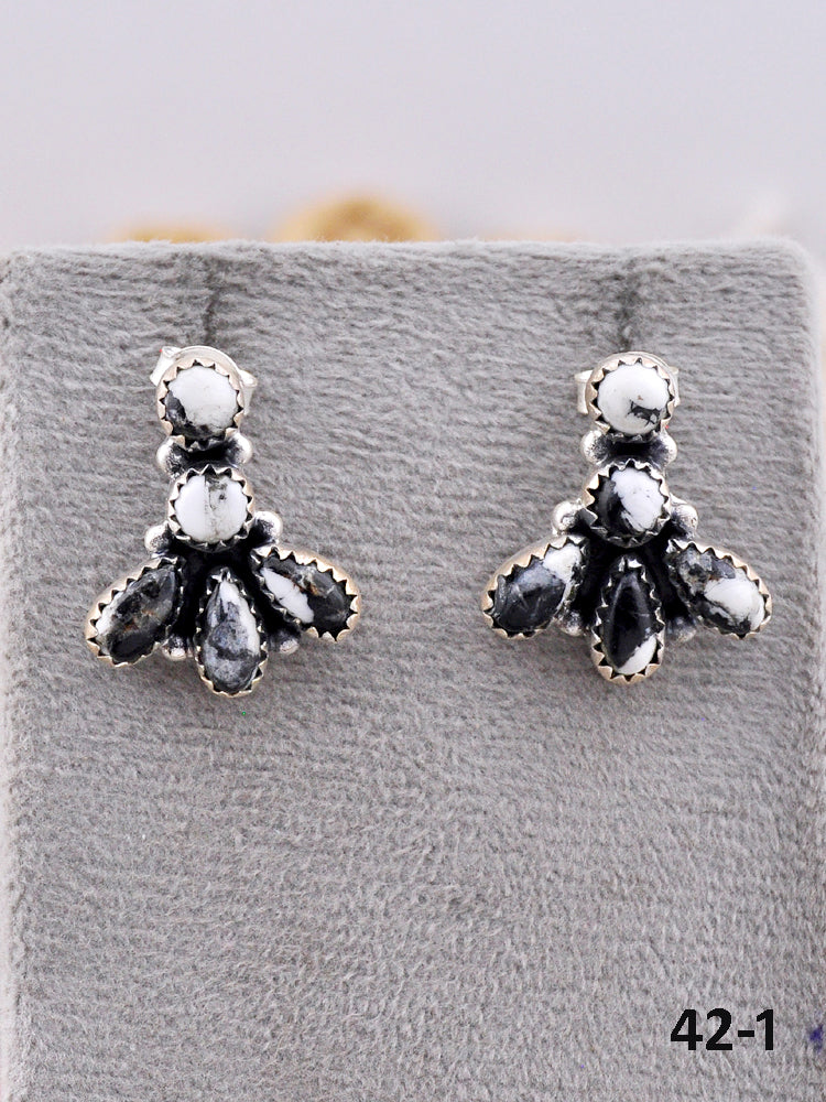 Southwest Made White Buffalo & Sterling Silver Post Earrings