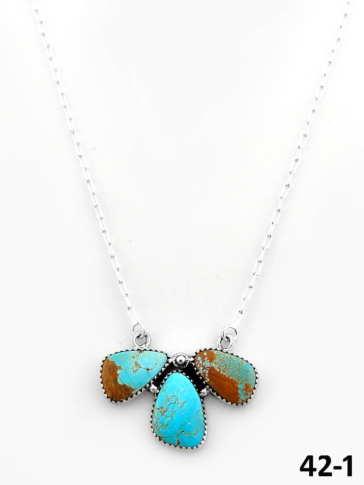 Southwest Handmade #8 Turquoise & Sterling Silver Necklace