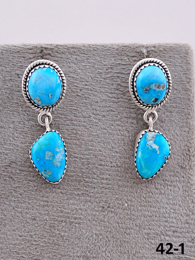 Southwest Handmade White Water & Sterling Silver Post Dangle Earrings