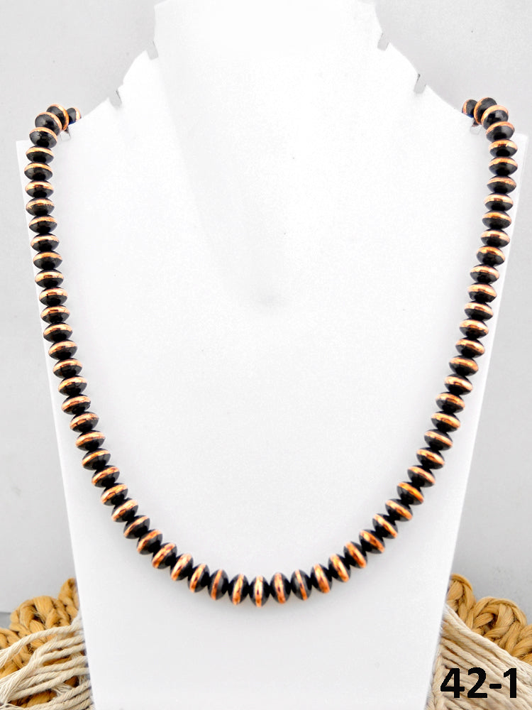 Southwest Handmade 10 MM Copper Saucer Beaded Necklace