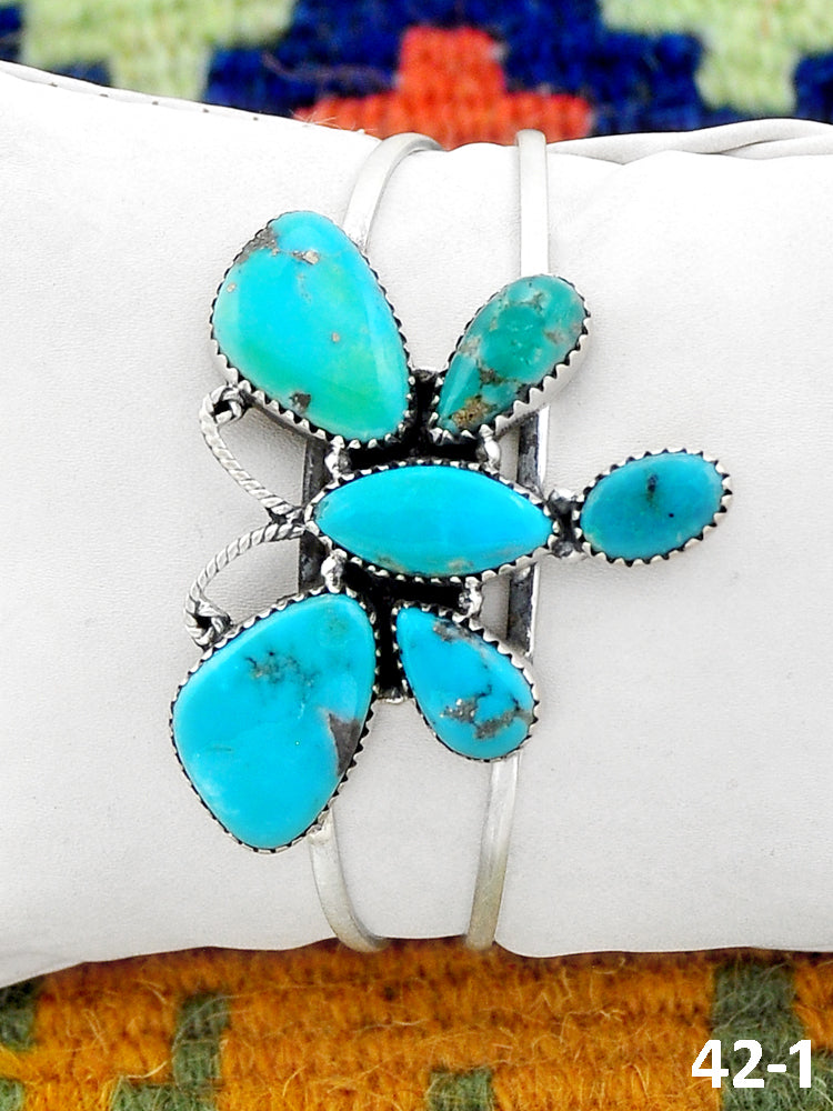 Southwest Made Campitos Turquoise & Sterling Silver Cuff Bracelet
