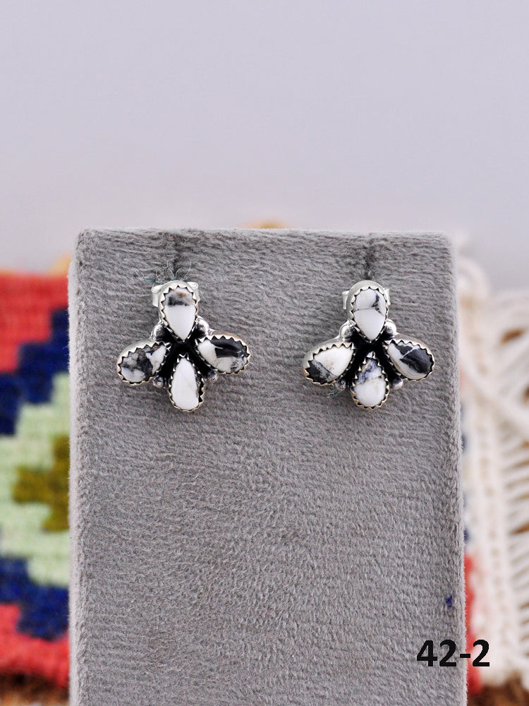 Southwest Made White Buffalo & Sterling Silver Post Earrings