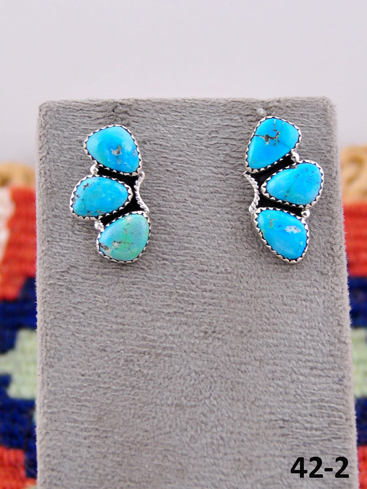 Southwest Handmade White Water & Sterling Silver Post Earrings