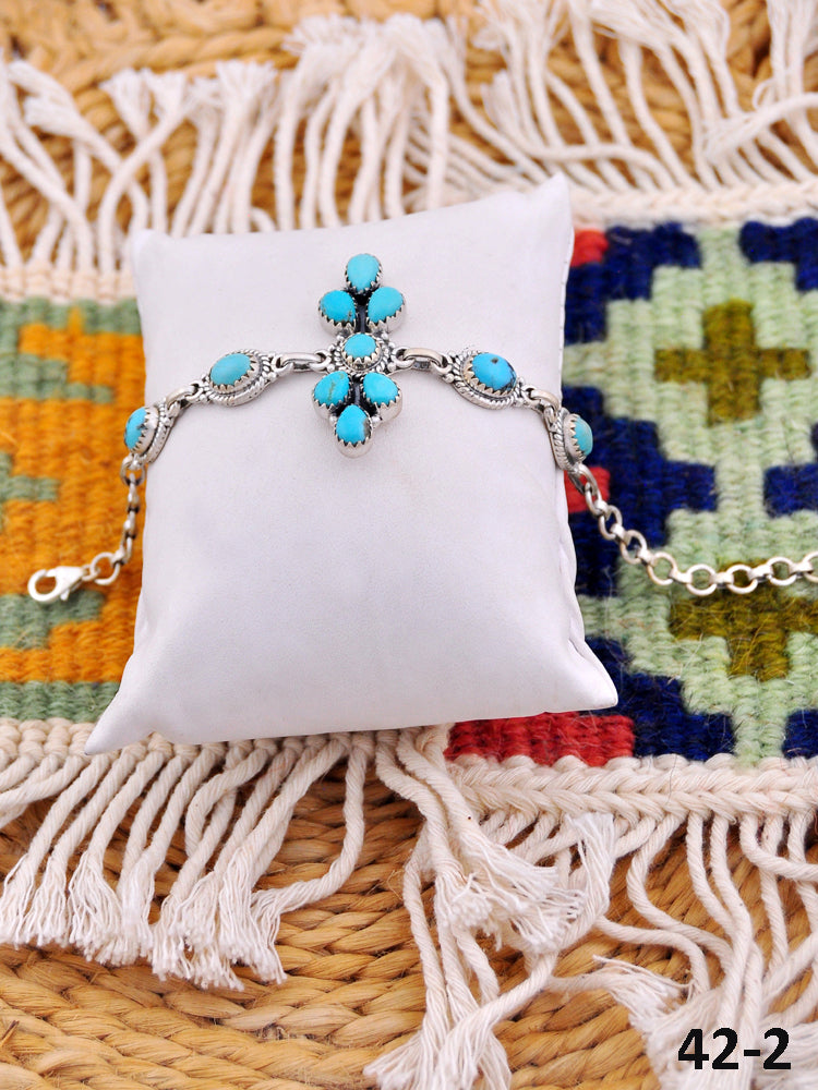 Southwest Handmade Kingman Turquoise  & Sterling Silver Bracelet