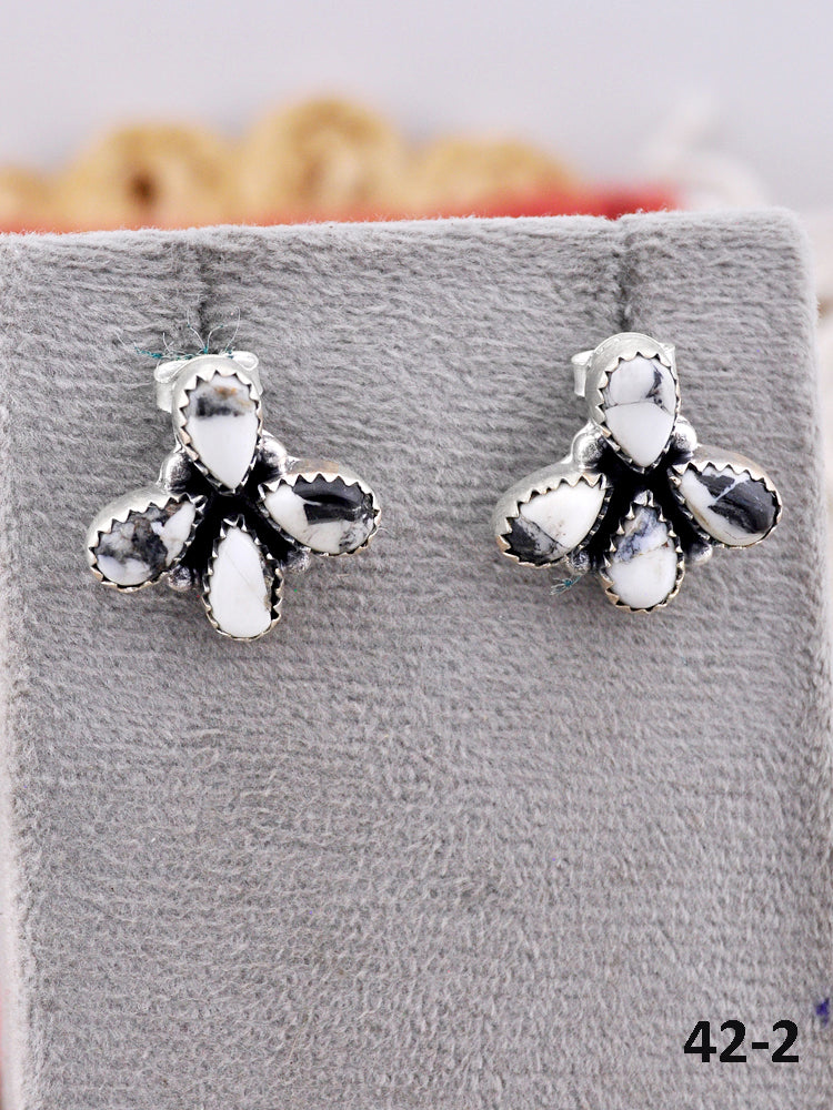 Southwest Made White Buffalo & Sterling Silver Post Earrings