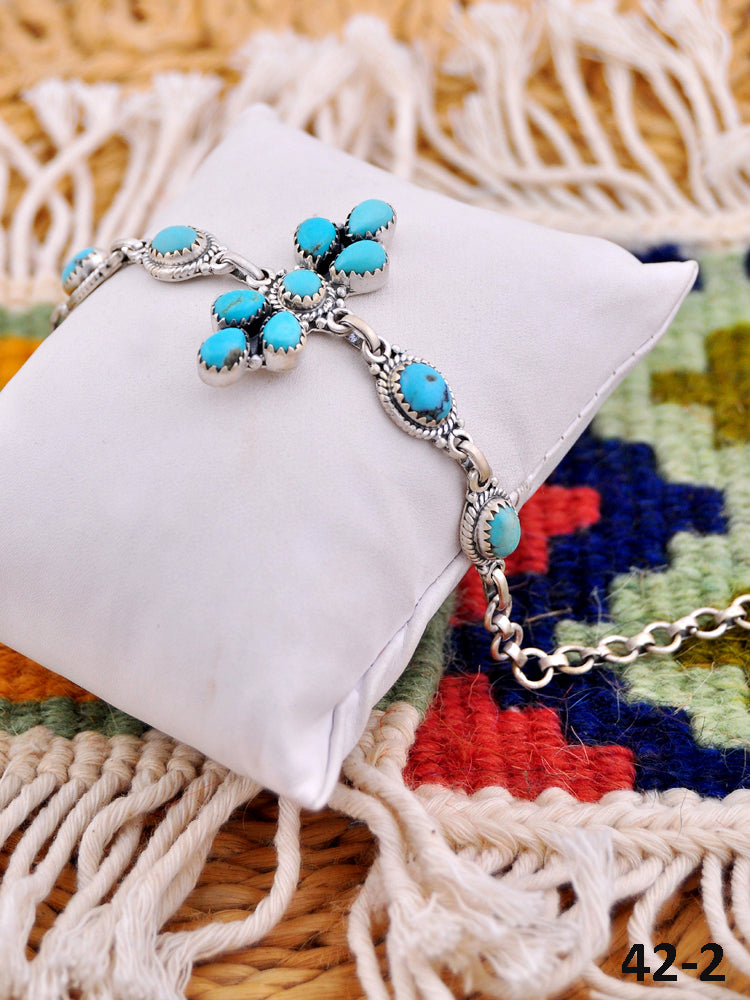 Southwest Handmade Kingman Turquoise  & Sterling Silver Bracelet