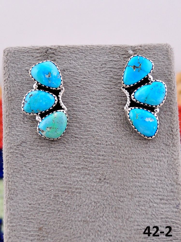 Southwest Handmade White Water & Sterling Silver Post Earrings