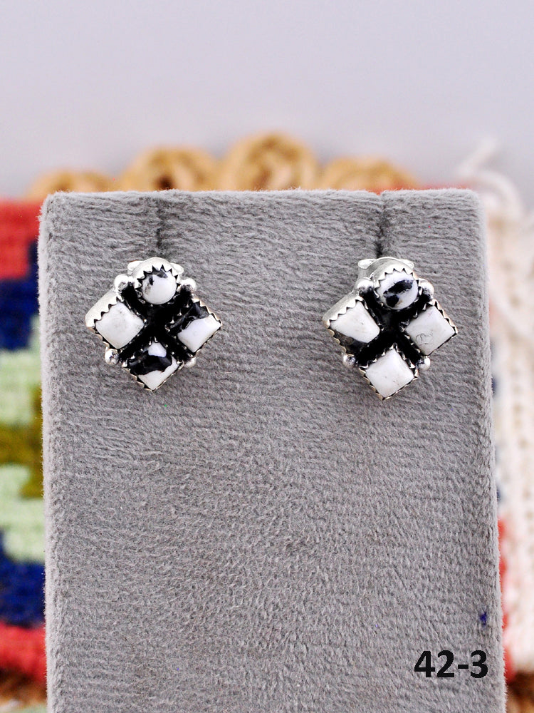 Southwest Made White Buffalo & Sterling Silver Post Earrings