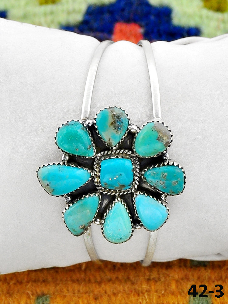 Southwest Made Campitos Turquoise & Sterling Silver Cuff Bracelet