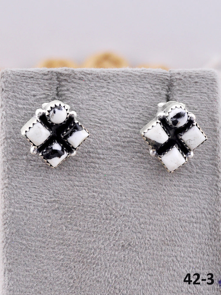 Southwest Made White Buffalo & Sterling Silver Post Earrings