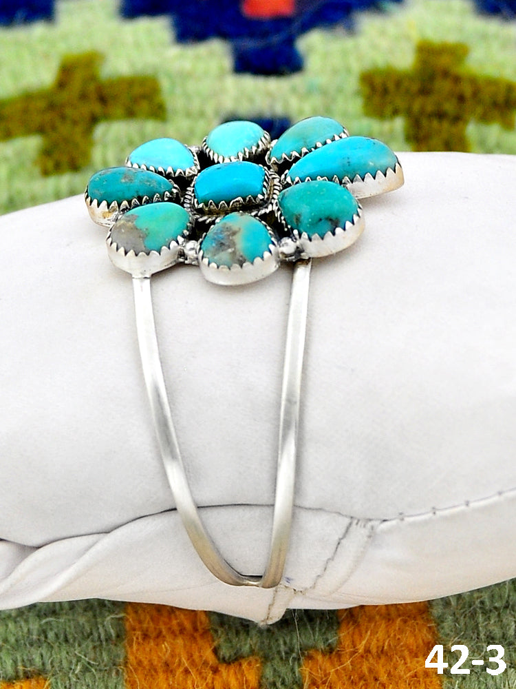 Southwest Made Campitos Turquoise & Sterling Silver Cuff Bracelet