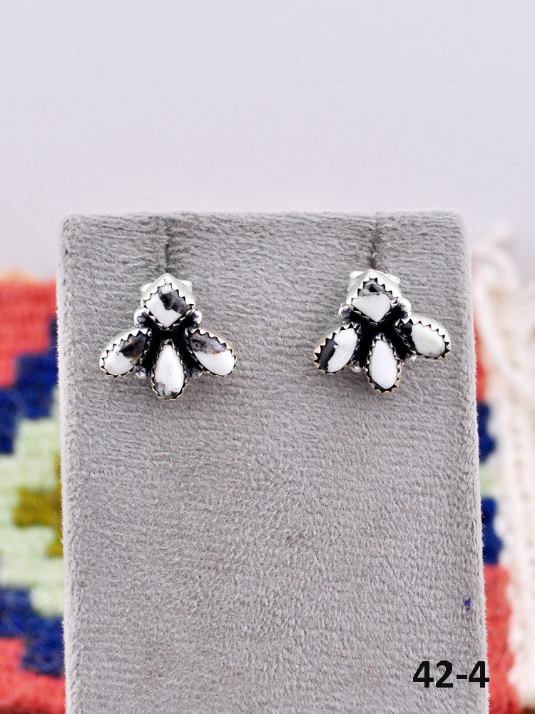 Southwest Made White Buffalo & Sterling Silver Post Earrings