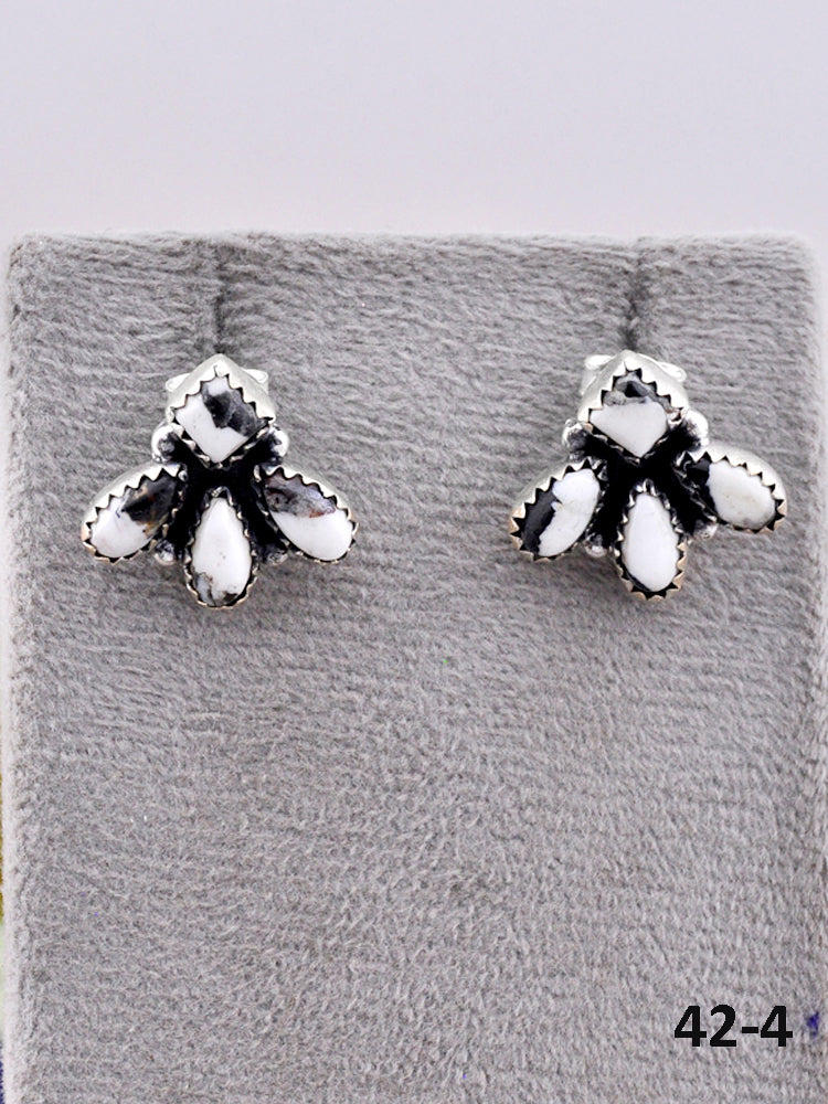 Southwest Made White Buffalo & Sterling Silver Post Earrings