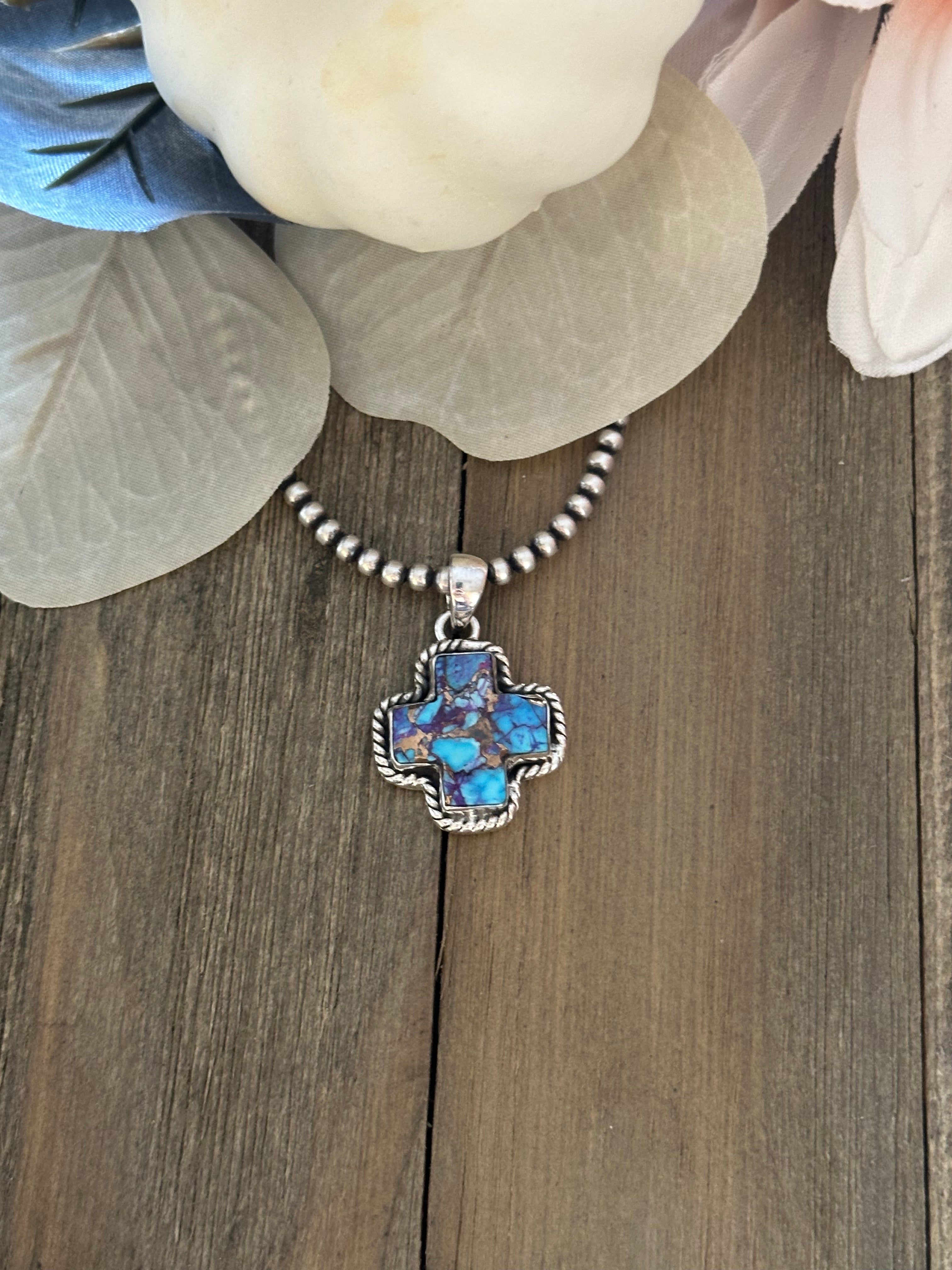 Southwest Handmade Mohave Turquoise & Sterling Silver Pendant