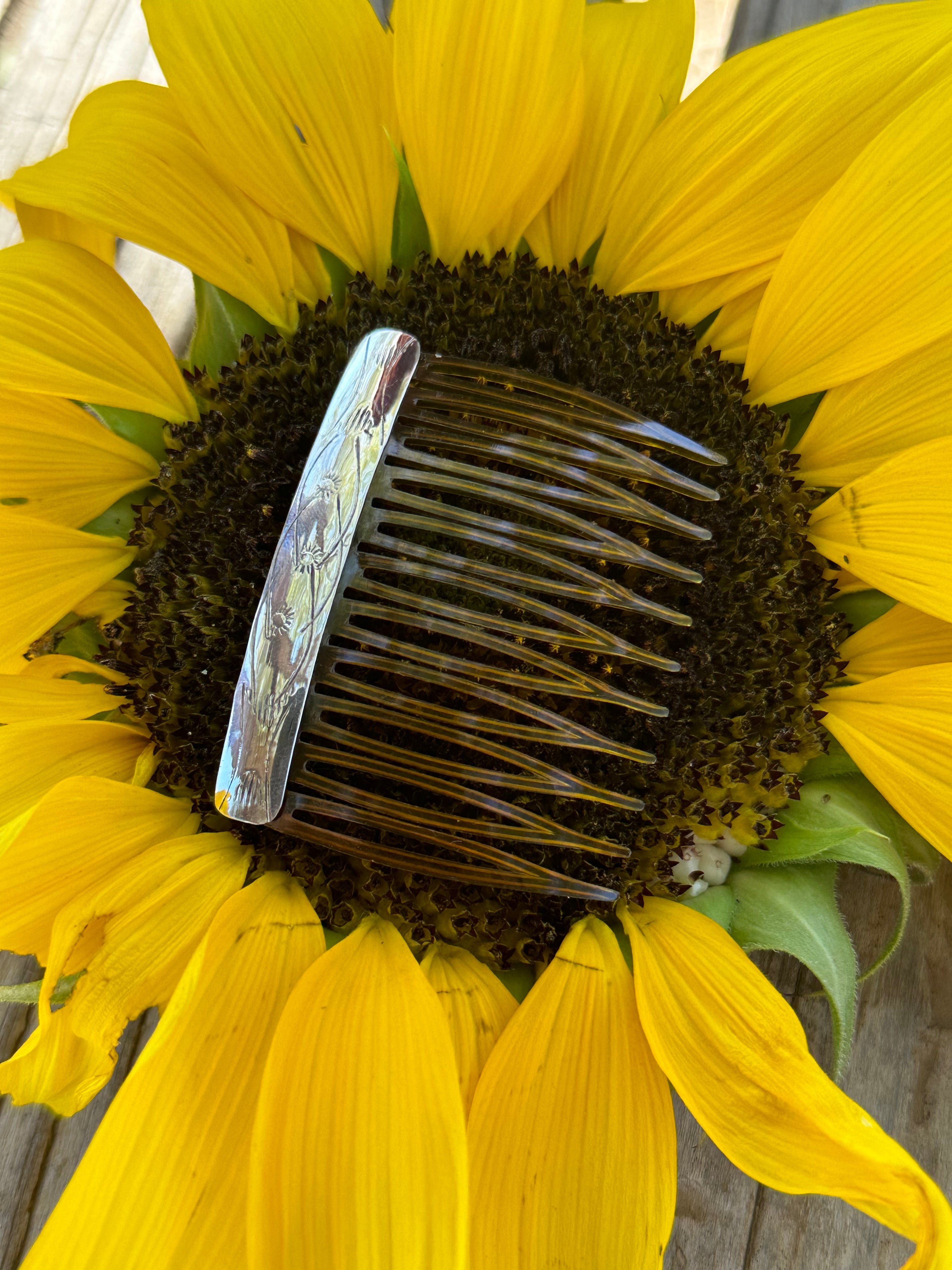 Navajo Made Sterling Silver Hair Combs