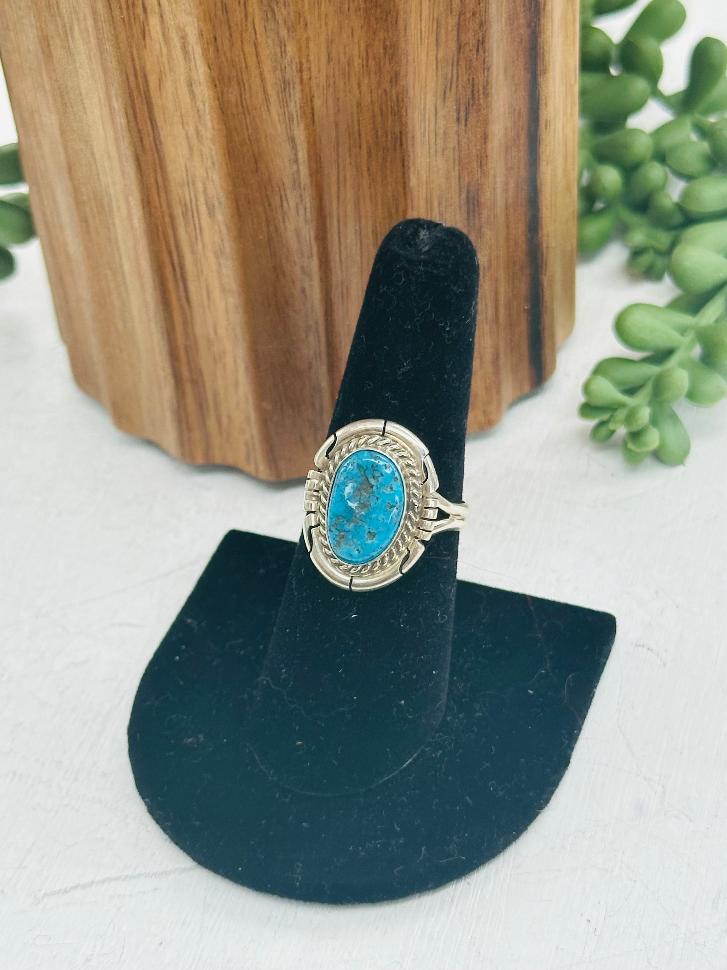 Navajo Made Kingman Turquoise & Sterling Silver Ring