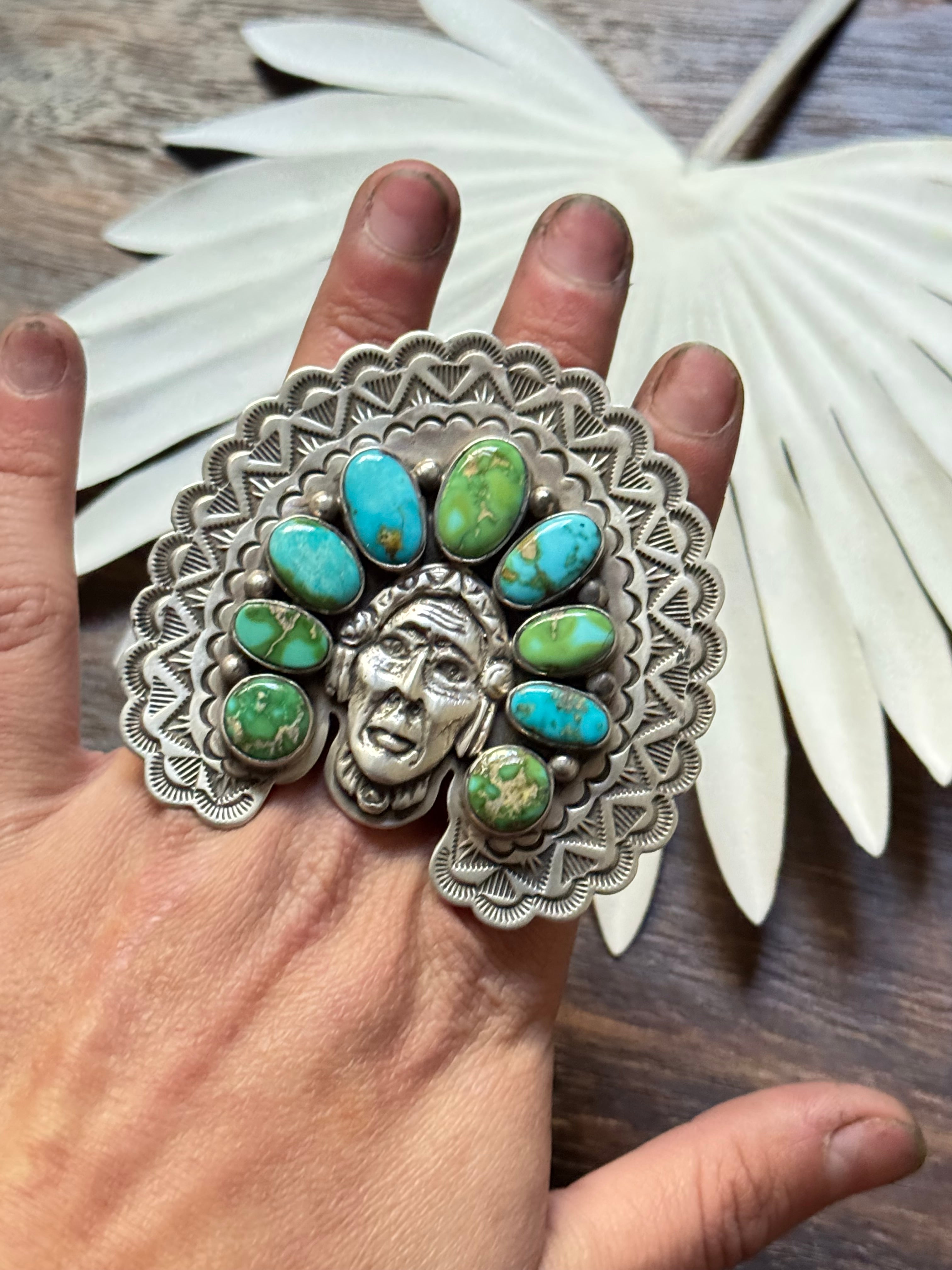 Charles Johnson Sonoran Mountain Turquoise & Sterling Silver Adjustable Chief Ring