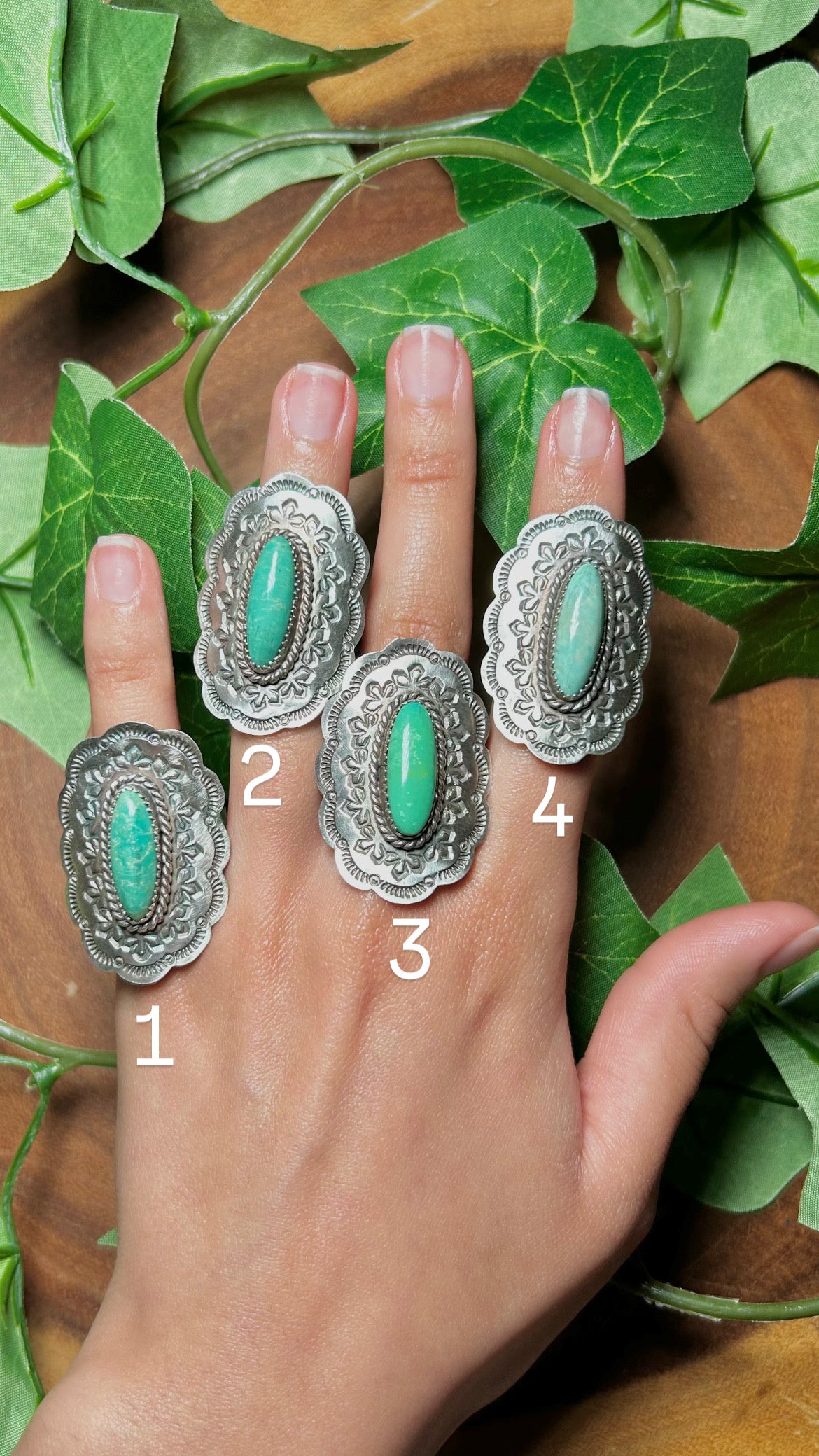 Navajo Made Kingman Turquoise & Sterling Sliver Cluster Ring