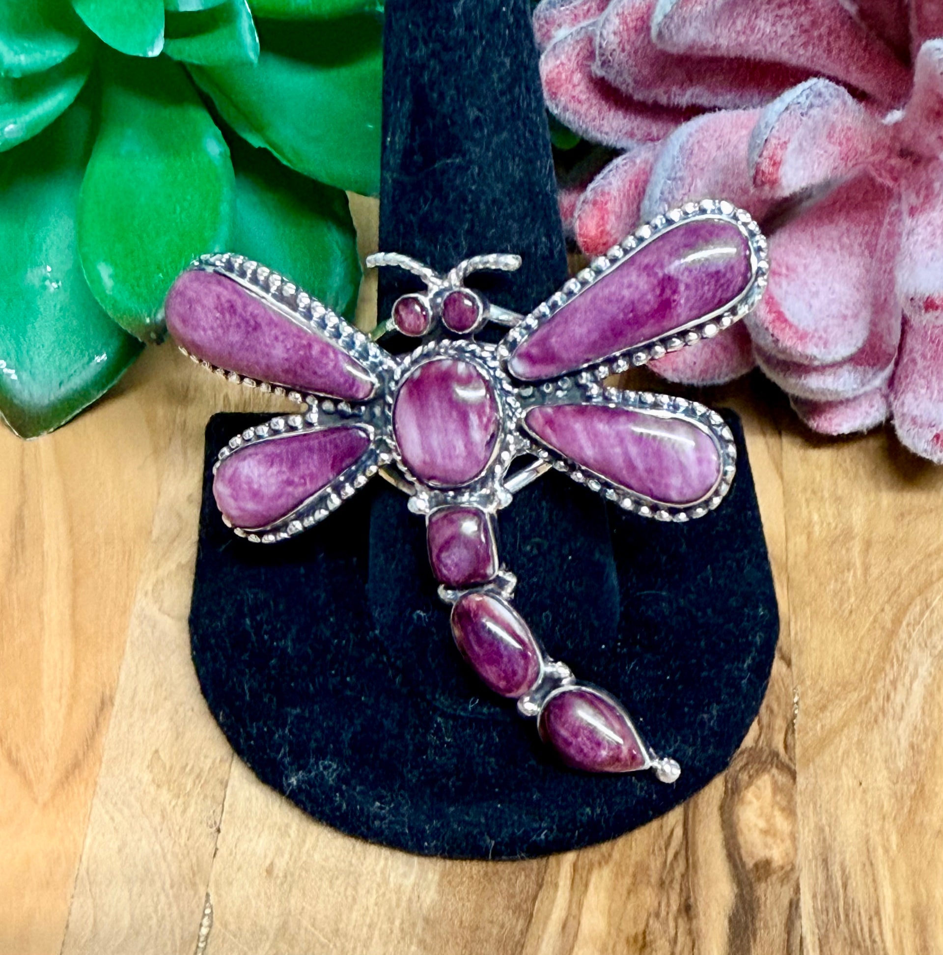 Southwest Handmade Purple  Spiny Oyster & Sterling Silver Ring Size 9.5