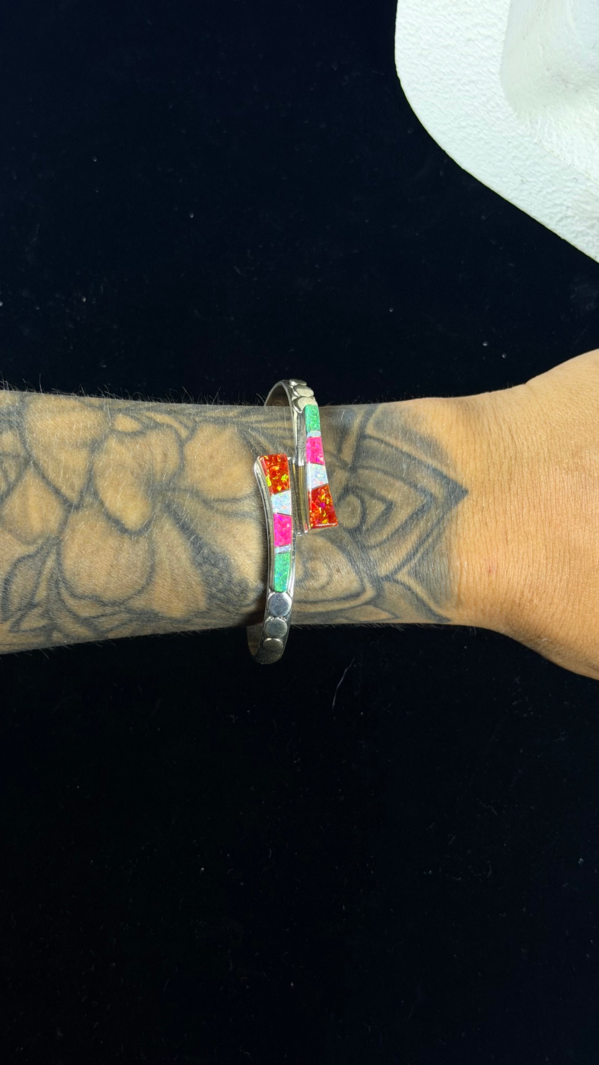 Billy Long Opal (Man Made) & Sterling Silver Inlay Cuff Bracelet