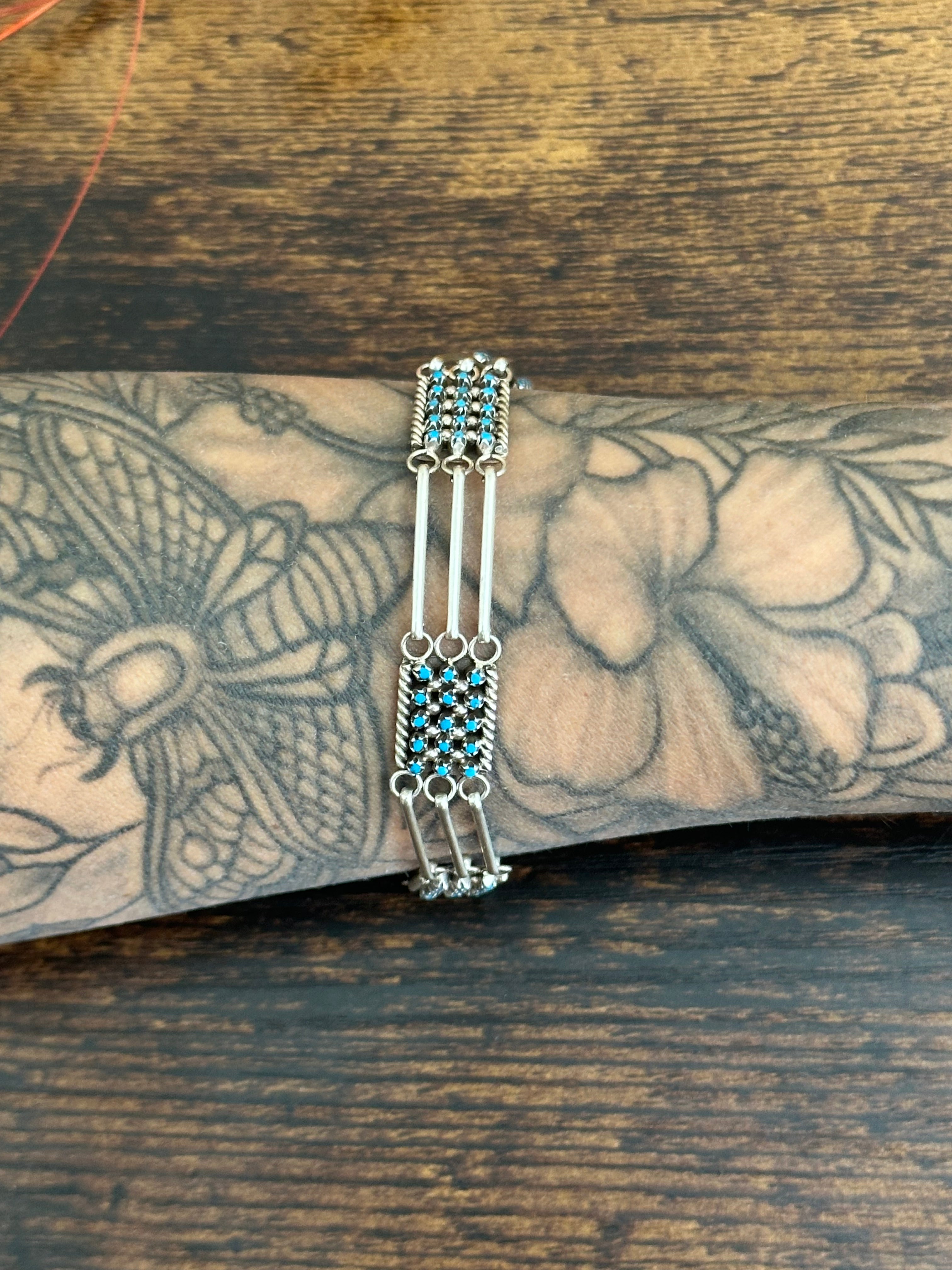 Zuni Made Turquoise & Sterling Silver Bracelet