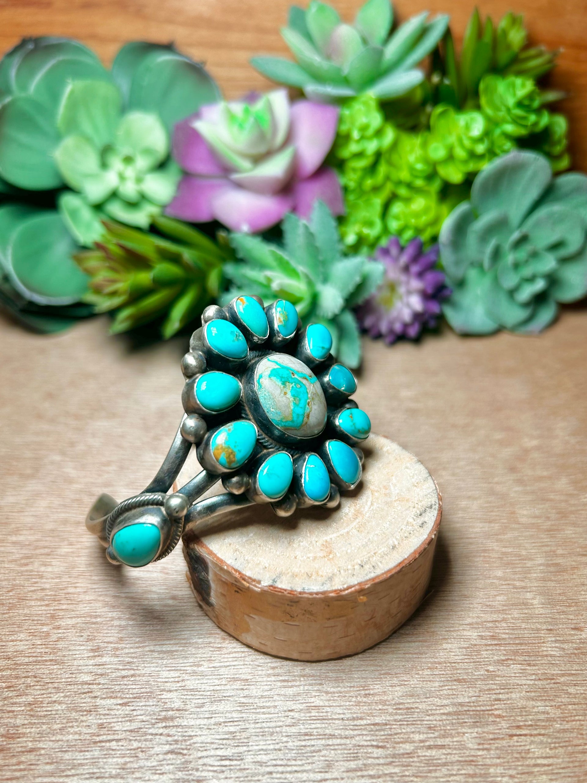 Kathleen Chavez Mixed Turquoise & Sterling Silver Cuff Bracelet