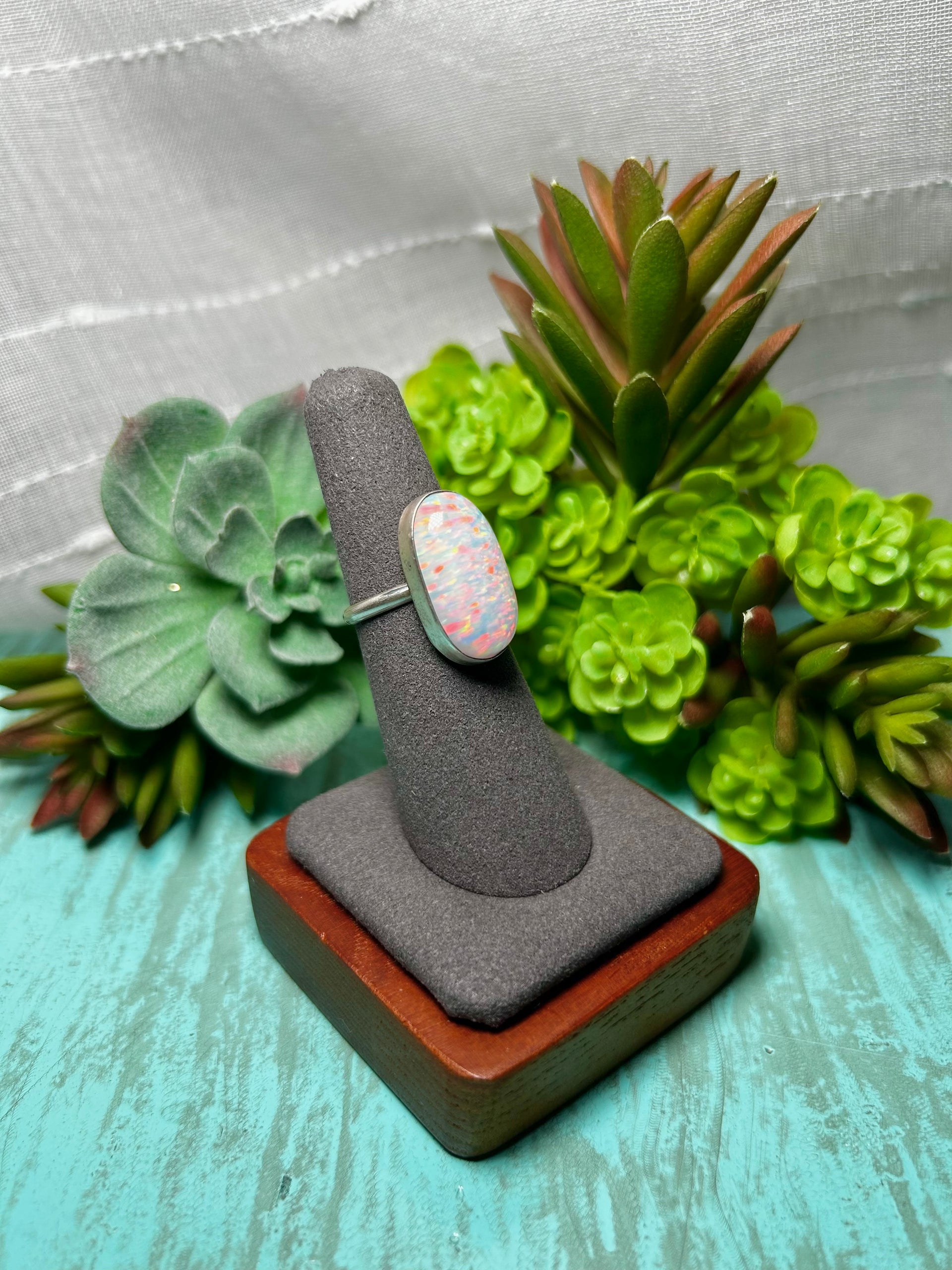 Navajo Made Opal & Sterling Sliver Ring Size 6