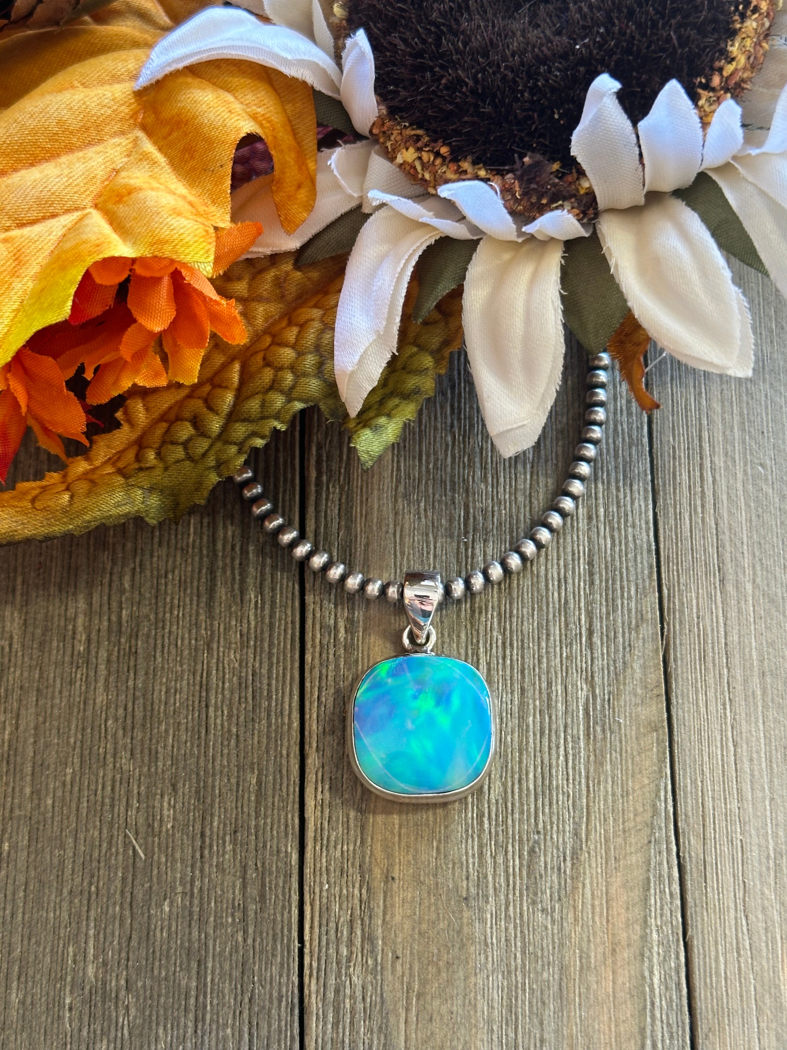 Southwest Handmade Opal & Sterling Silver Pendant