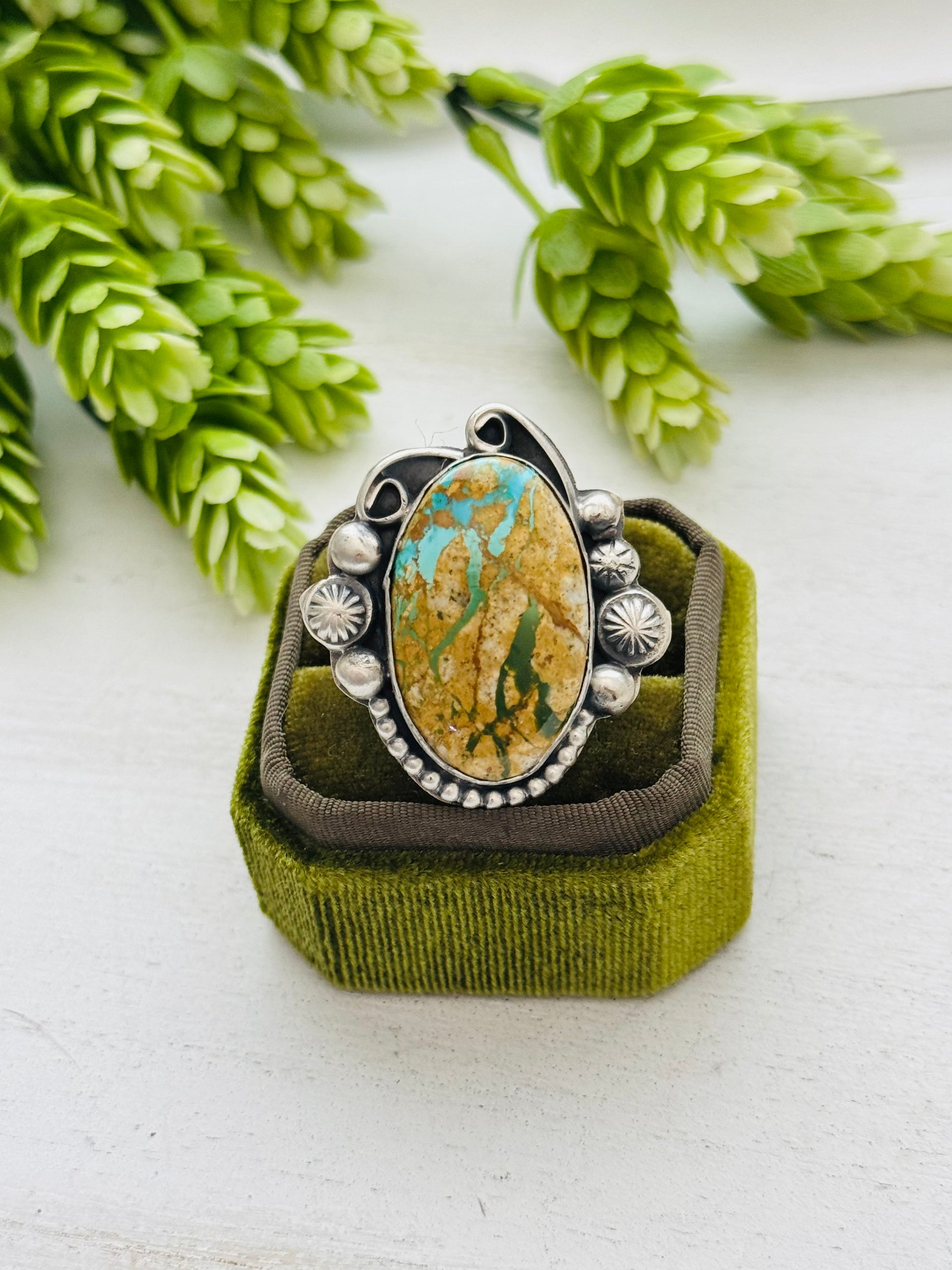 Bobby Johnson Royston Turquoise & Sterling Silver Ring Size 8