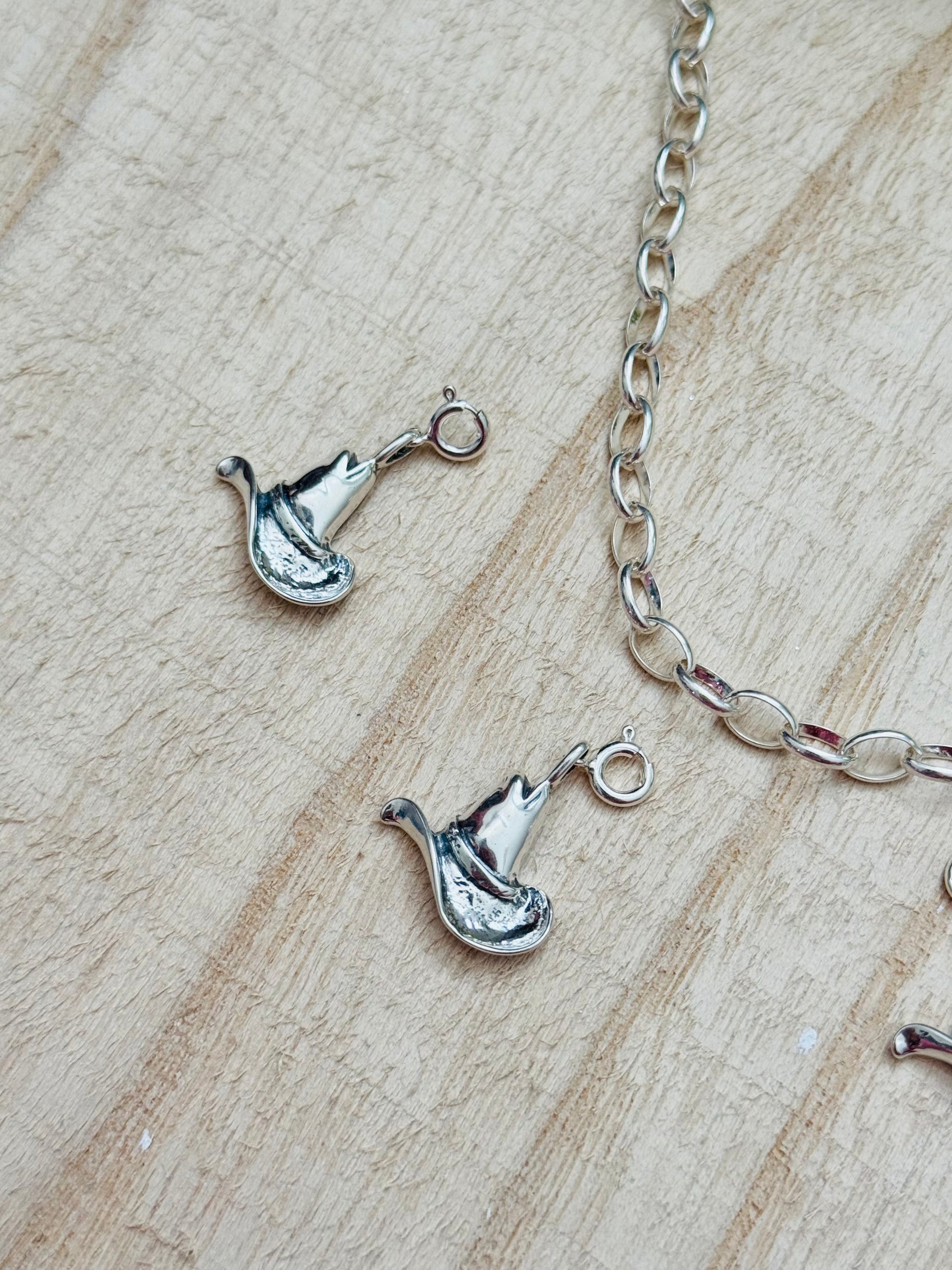 Navajo Made Sterling Silver Cowboy Hat Cast Charms
