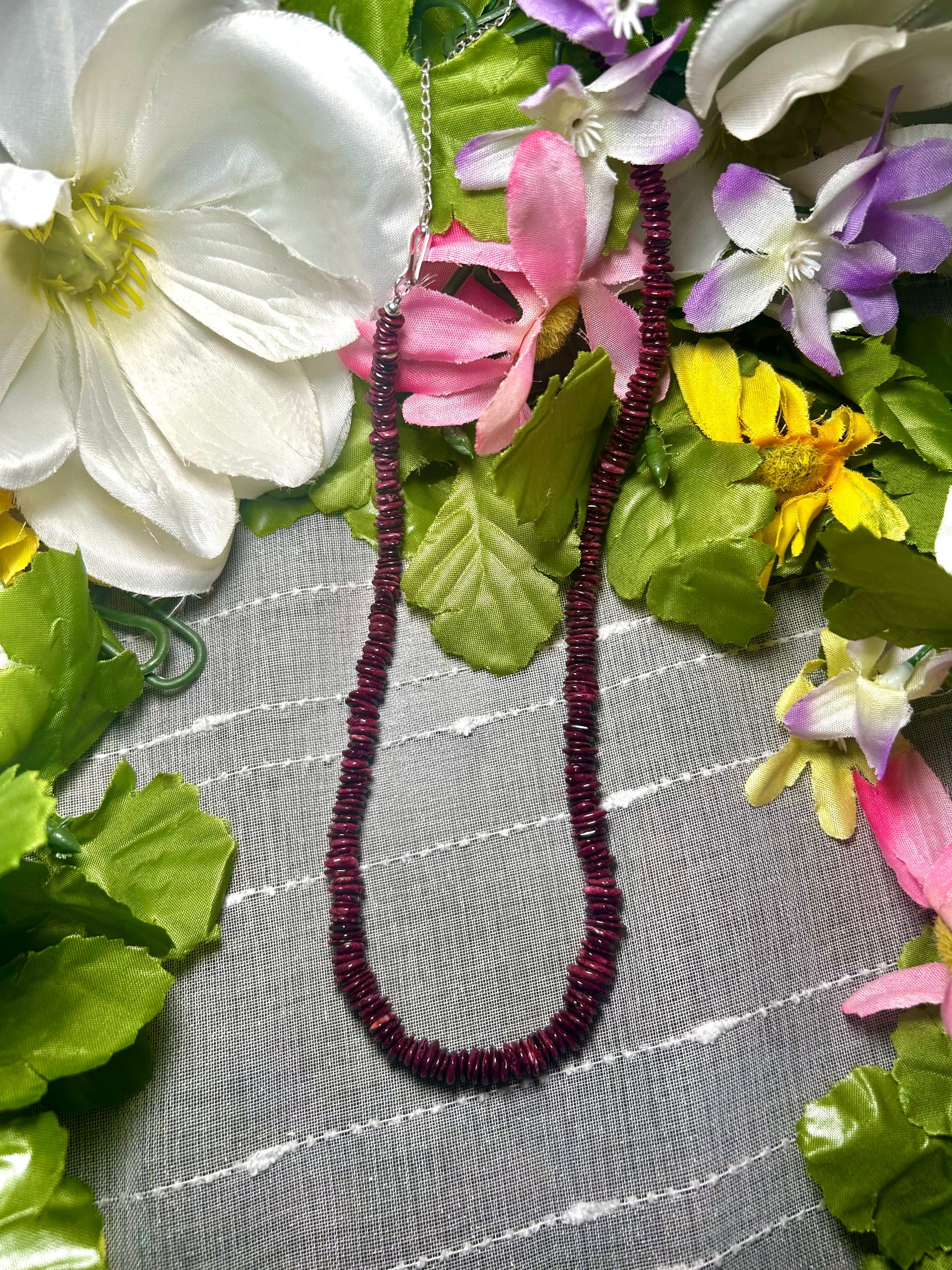 Navajo Made Strung Purple Spiny Oyster Necklace