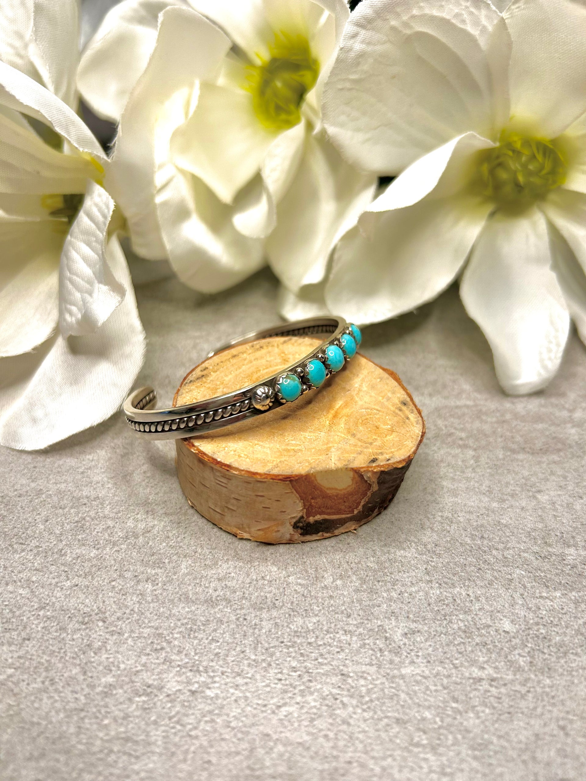 Navajo Made Kingman Turquoise & Sterling Silver Cuff Bracelet