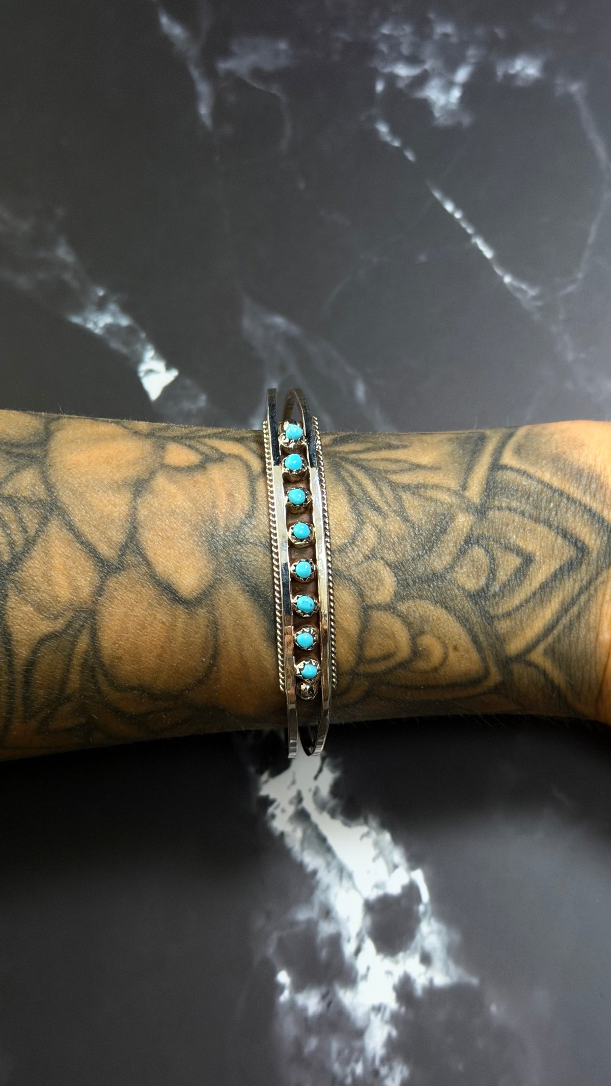 Zuni Made Kingman Turquoise & Sterling Silver Cuff Bracelet