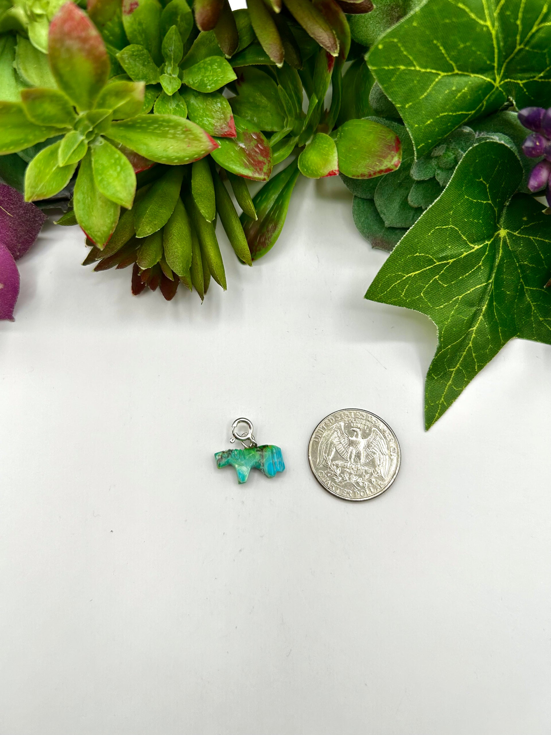 Navajo Made Mohave Turquoise & Sterling Silver Charms
