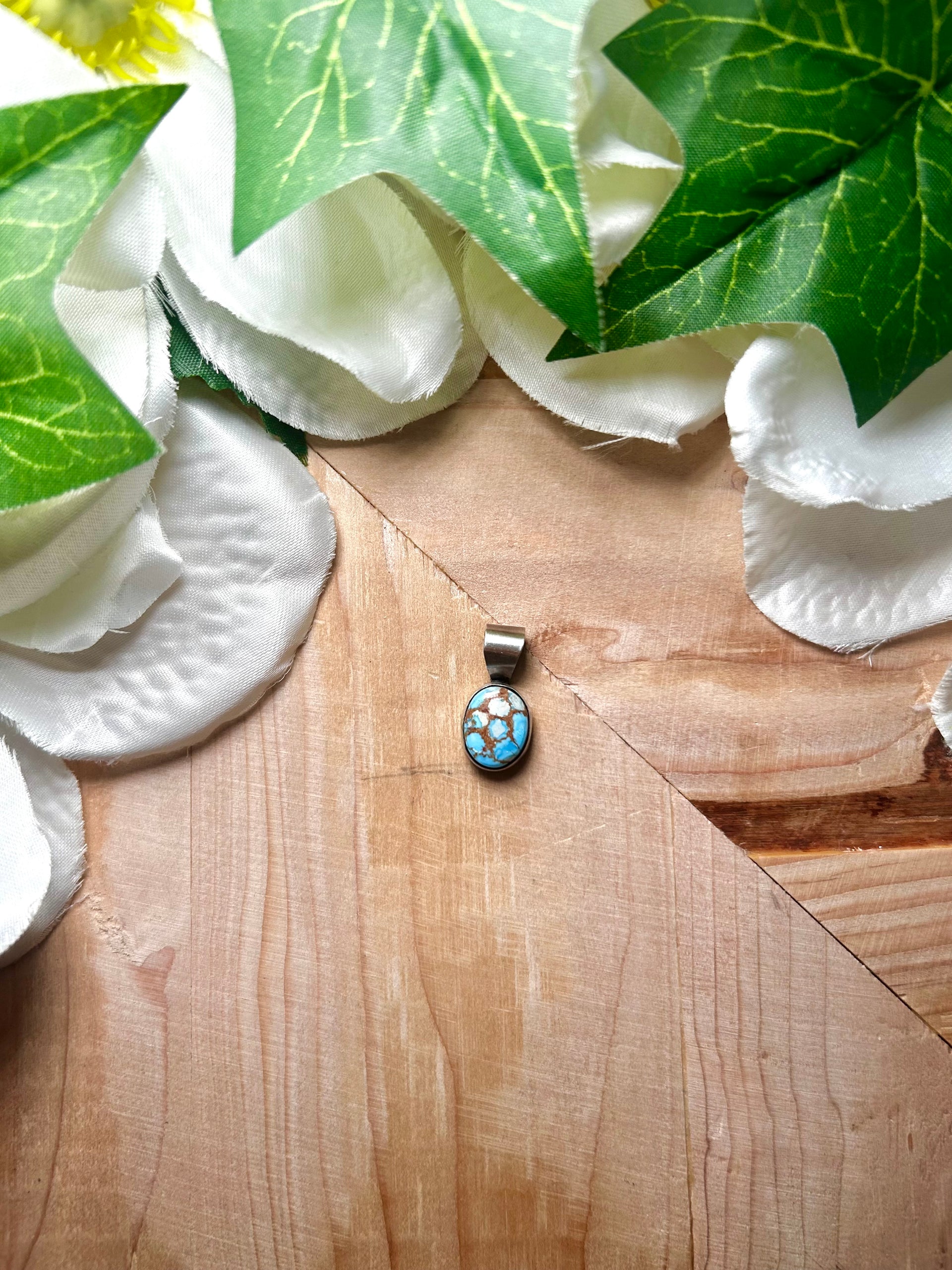 Navajo Made Golden Hill Turquoise & Sterling Silver Pendant