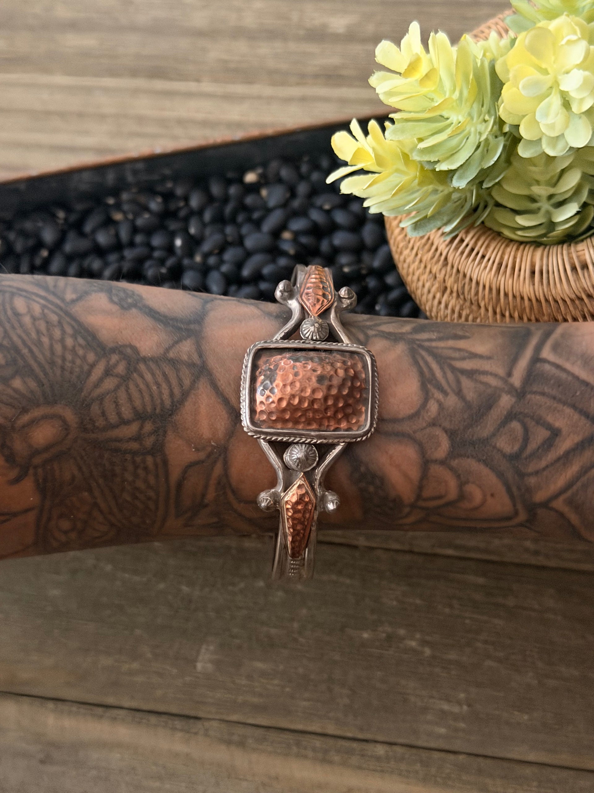 Navajo Made Copper & Sterling Silver Cuff Bracelet