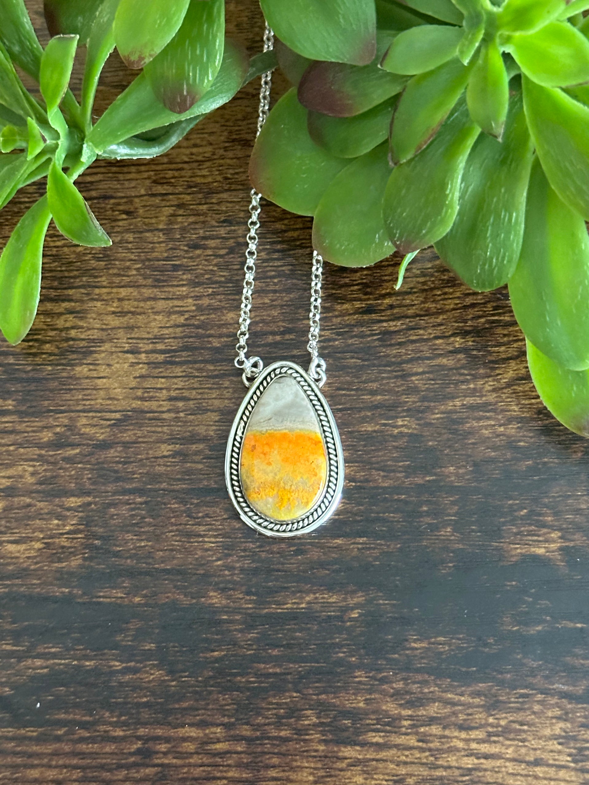 Southwest Made Bb Agate & Sterling Silver Necklace