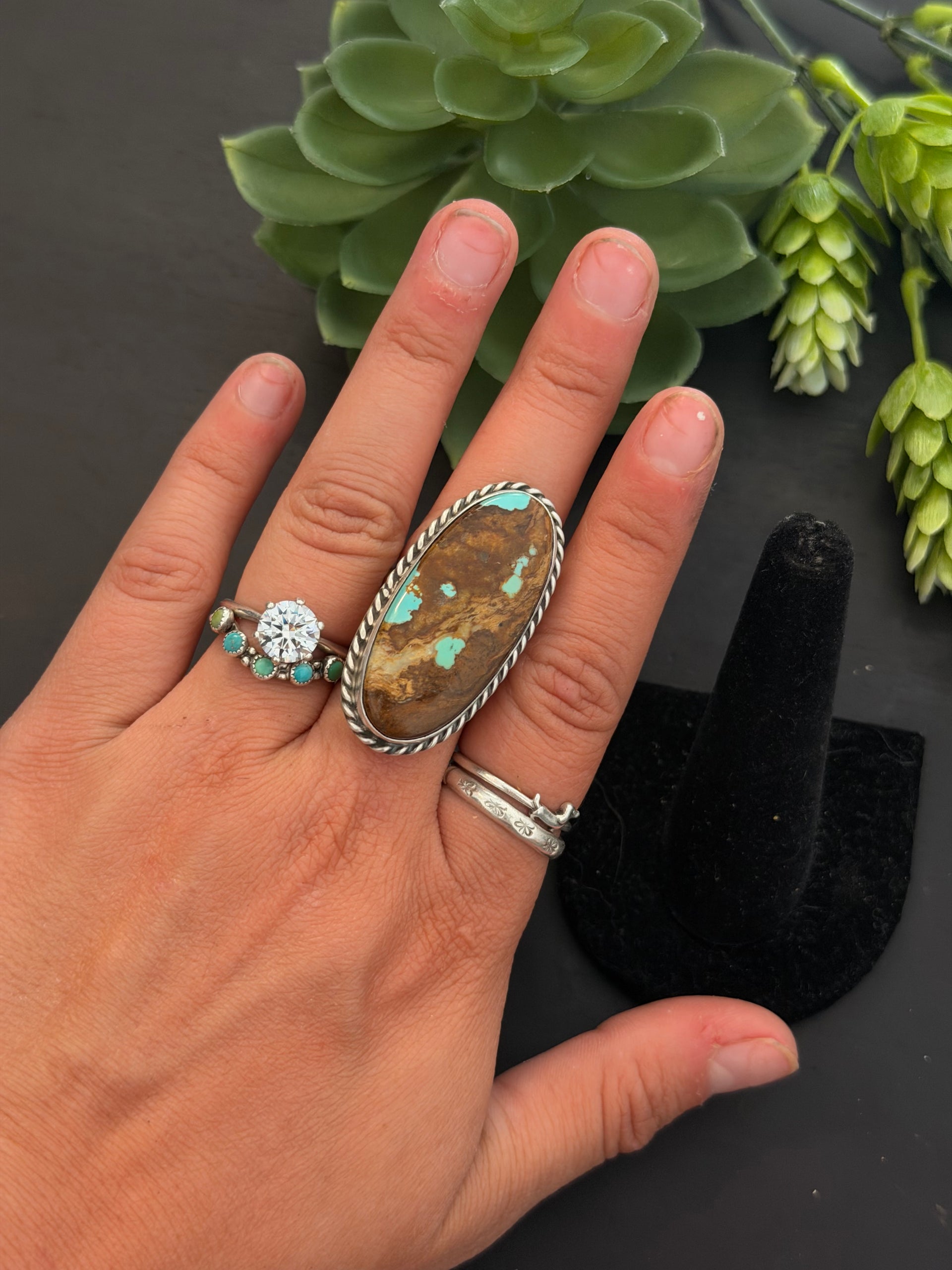 Chassity Belone Mine 8 Turquoise & Sterling Silver Adjustable Ring