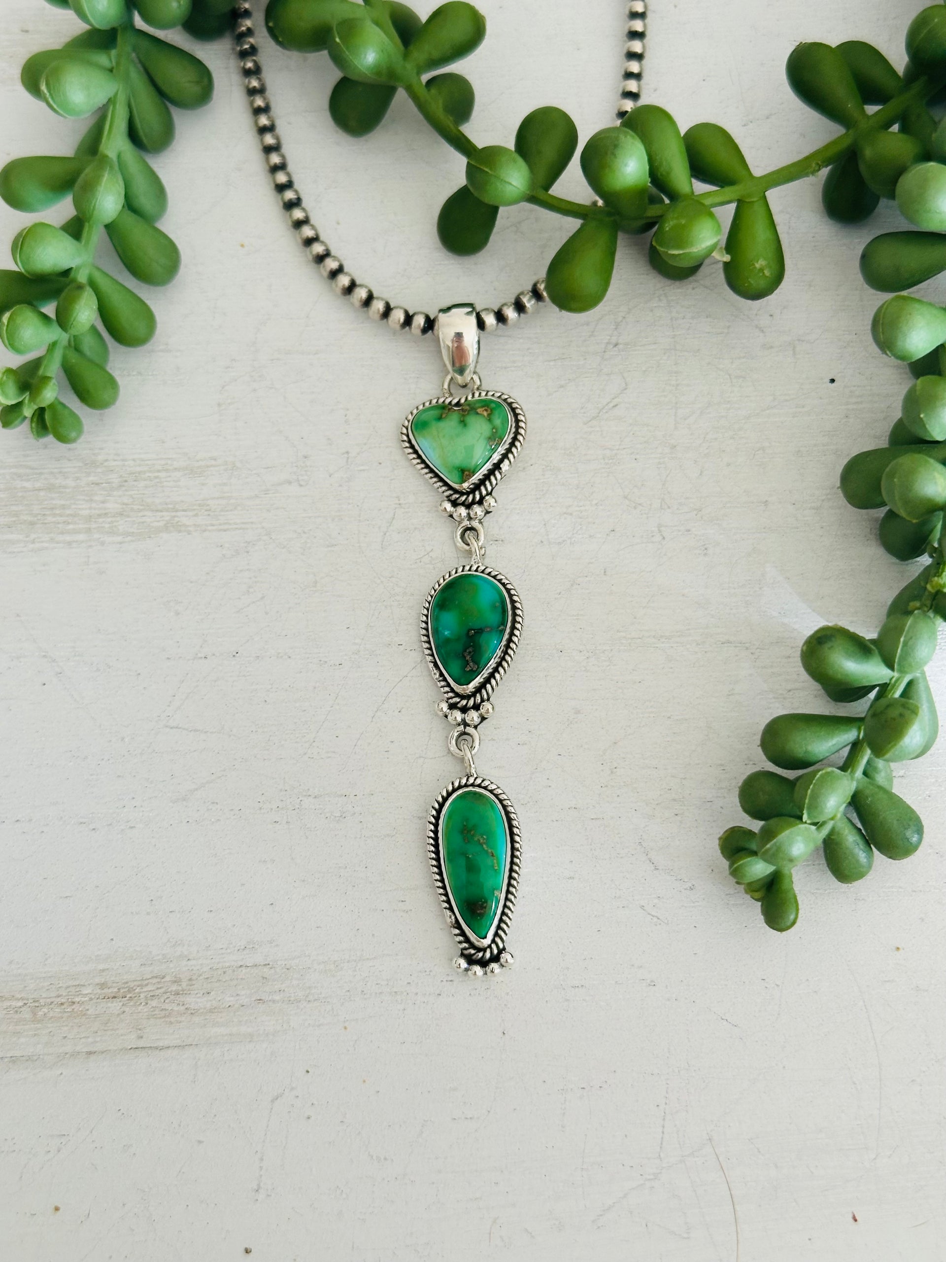 Southwest Handmade Sonoran Gold Turquoise & Sterling Silver Pendant