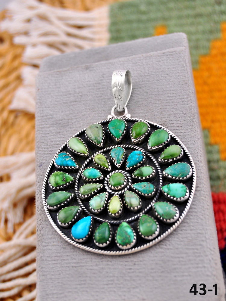 Southwest Made Emerald Valley Turquoise & Sterling Silver Pendant
