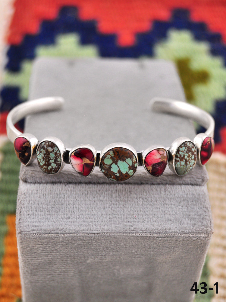 Southwest Made Multi Stone & Sterling Silver Cuff Bracelet