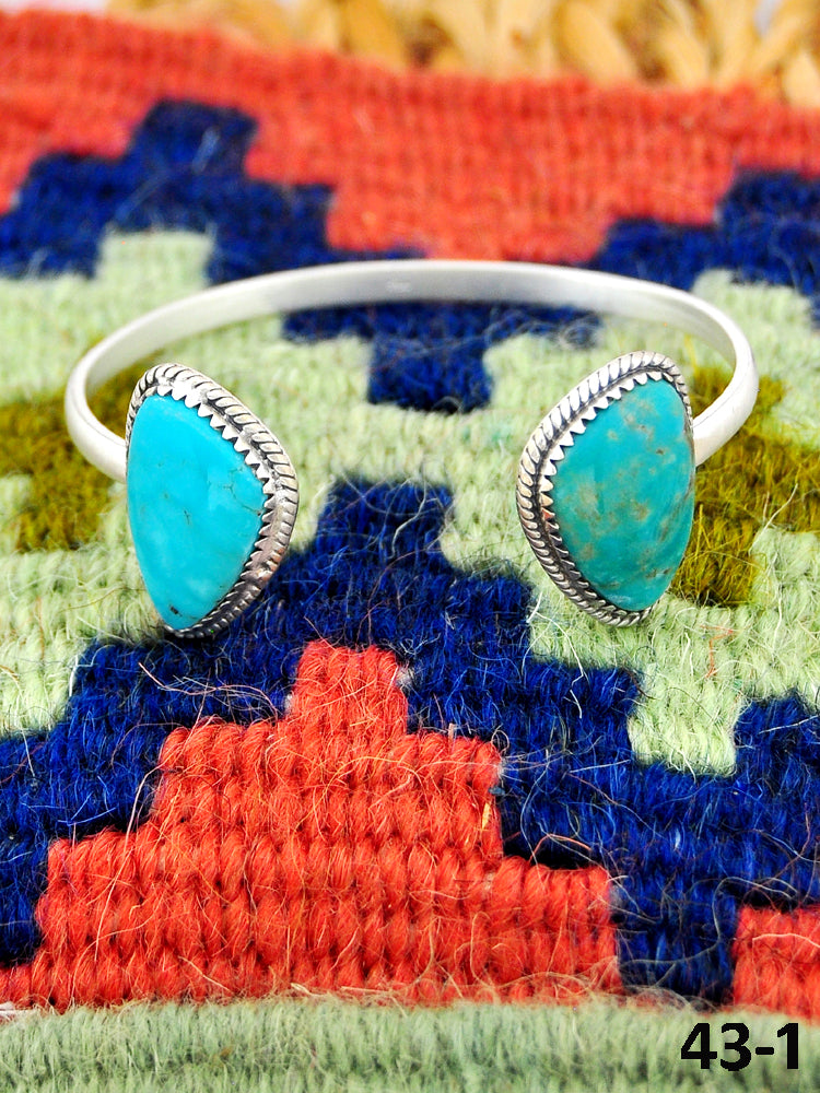 Southwest Made Campitos Turquoise & Sterling Silver Cuff Bracelet