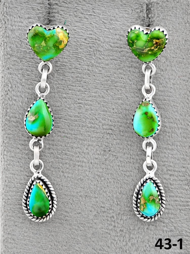 Southwest Made Sonoran Turquoise & Sterling Silver Post Dangle Earrings