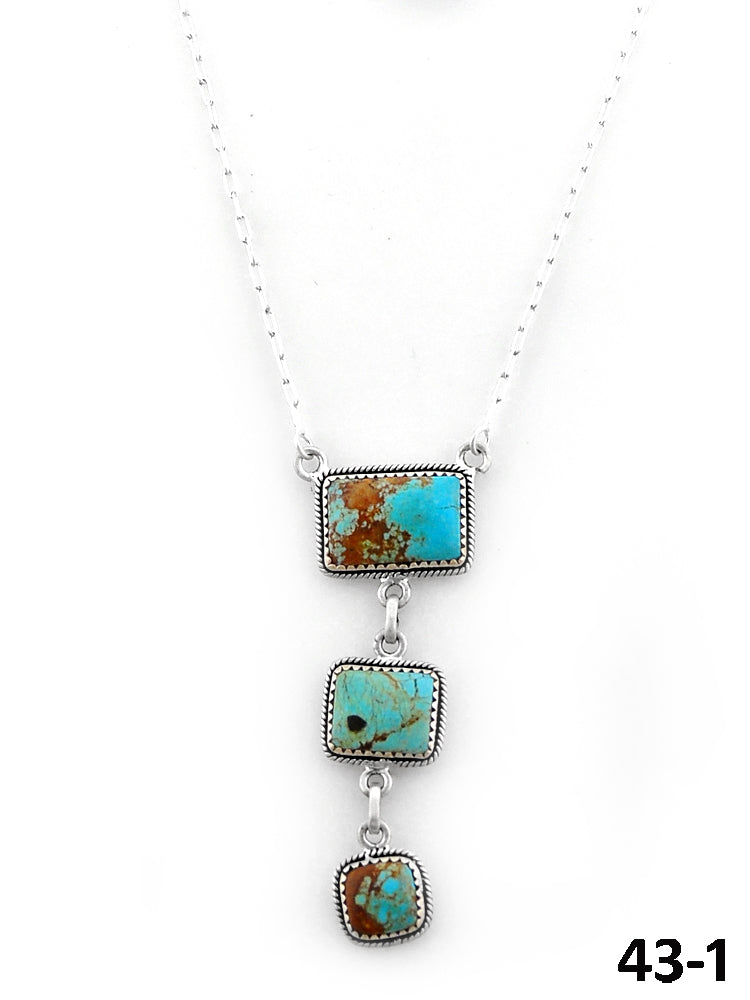 Southwest Handmade #8 Turquoise & Sterling Silver Necklace