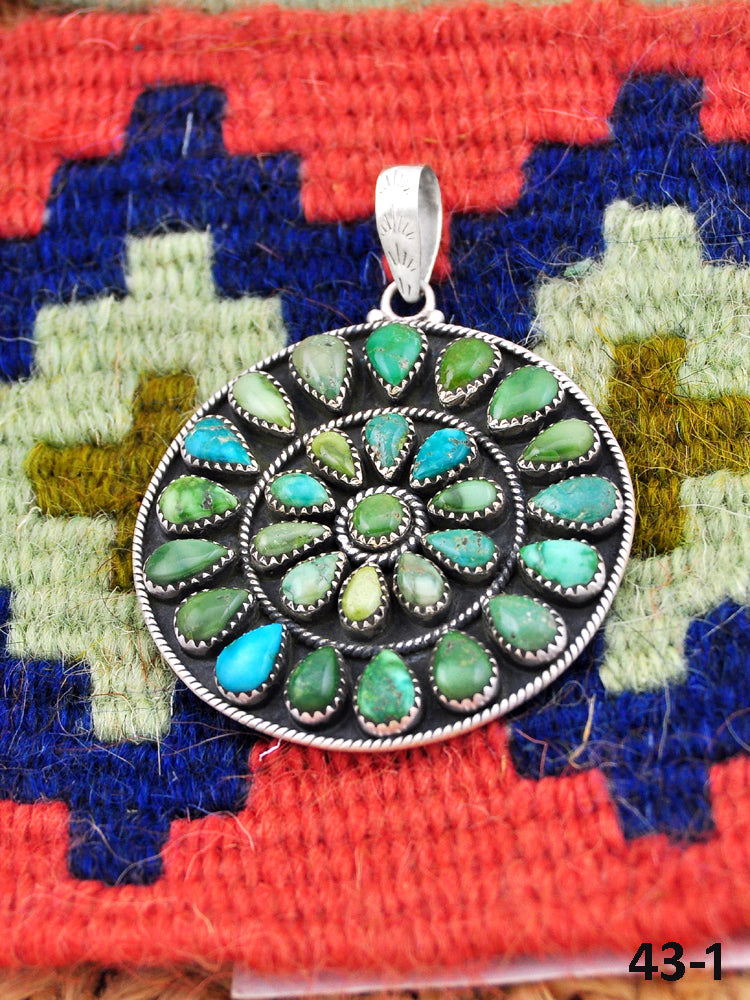 Southwest Made Emerald Valley Turquoise & Sterling Silver Pendant